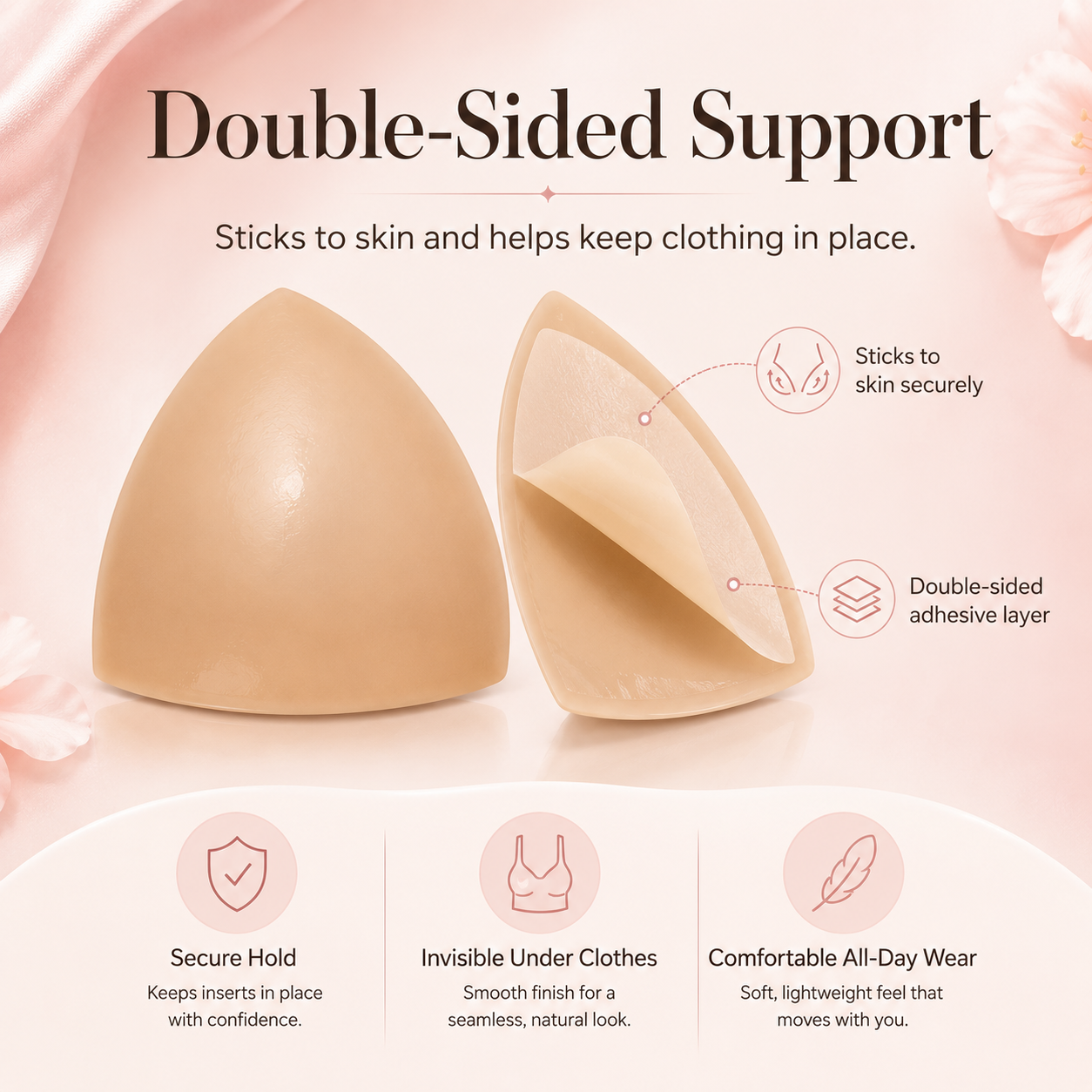 🧩Last Day 50% OFF🧩-- Invisible Lift - Patented Sticky Fashion Bra Inserts Prevents Nipple Slips No Sewing Required Low Cut Tops Womenswear