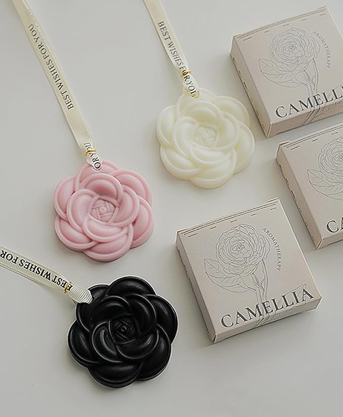 Aroma Soy Wax Sachets,3PACK Exquisite Carved Camellia Flower Long Lasting Essential Oil Floral Tablets for Wardrobe,Car,Drawers and Home Decor,Ideal Gift Set for Mom and Sister