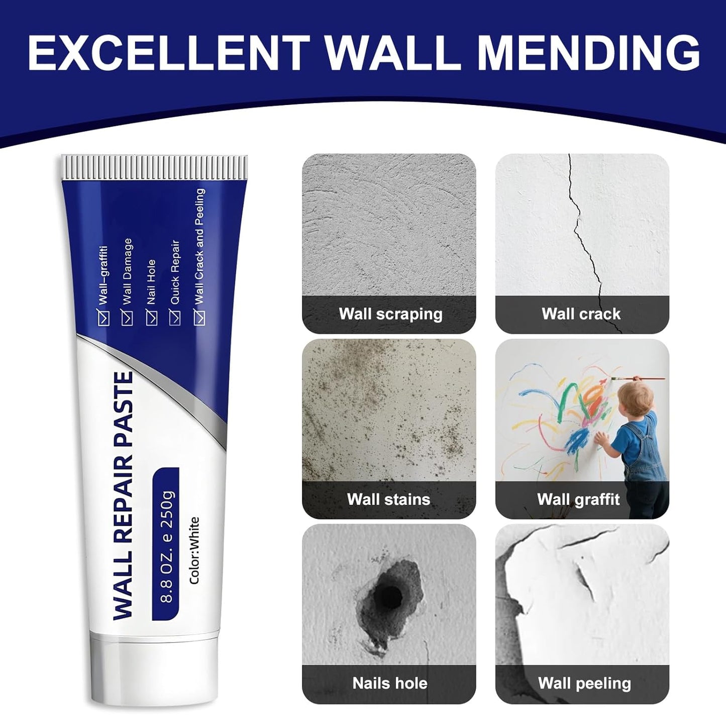 🔥 The Ultimate Wall Eraser Kit: 5-Second Hole Filler, Seamless Drywall & Concrete Repair Paste – Industrial Strength, Quick-Dry, Non-Toxic