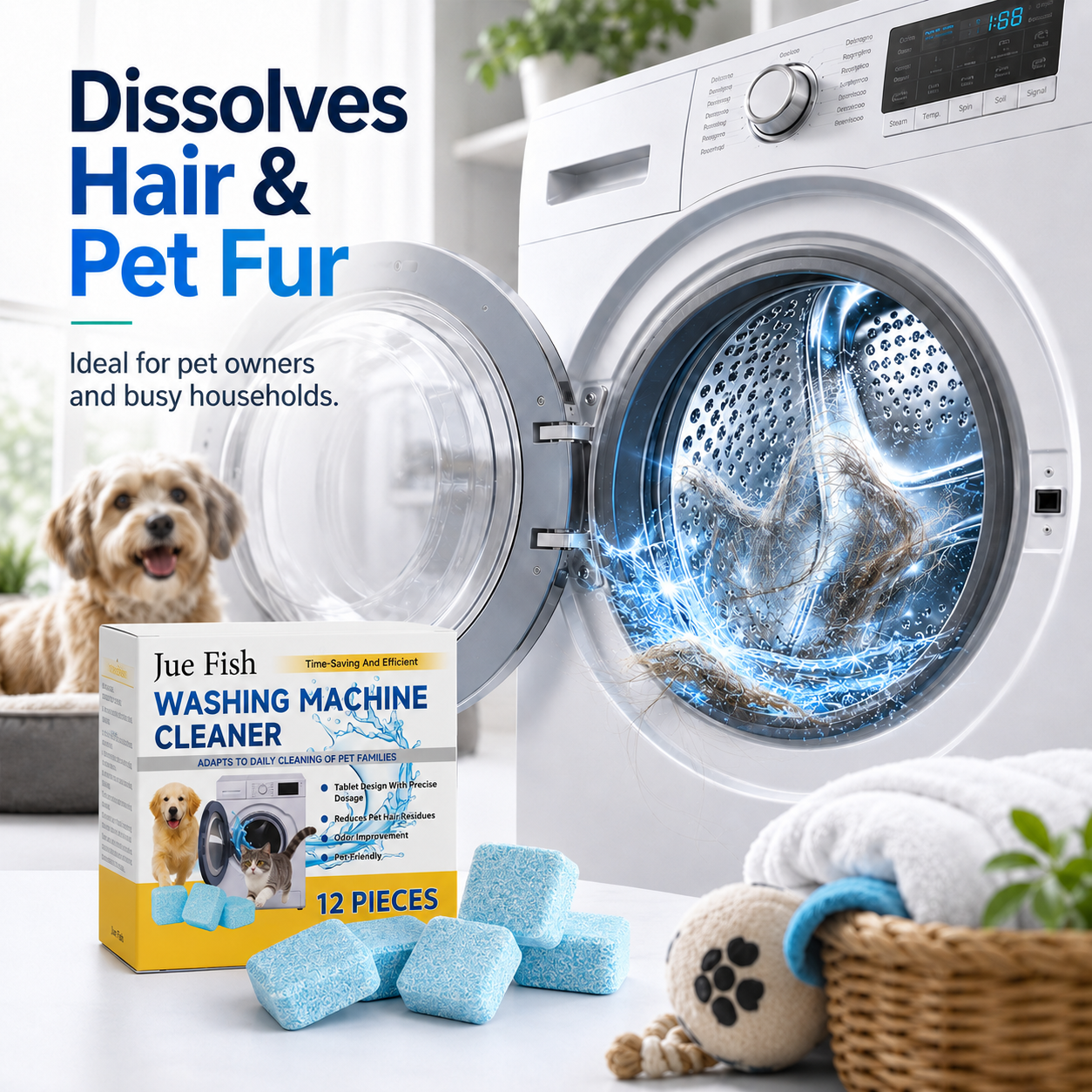 🔥Last Day 50% OFF🔥- 🐕 Pet-Friendly Washing Machine Cleaner Tablets – Deep Clean, Deodorize & Remove Hidden Buildup